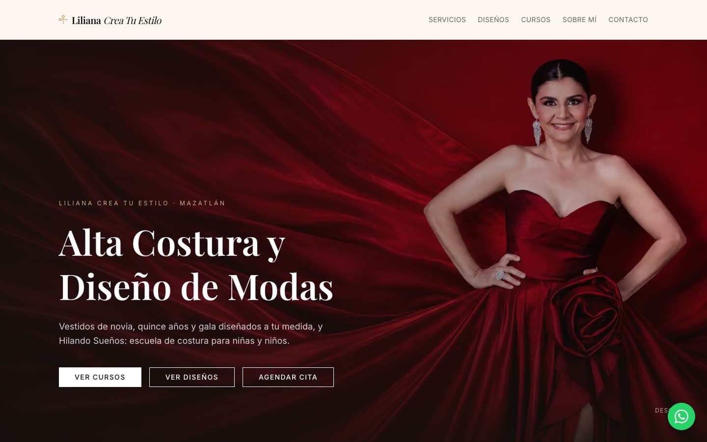 Vista del sitio web de Liliana Crea Tu Estilo, desarrollado por giazet